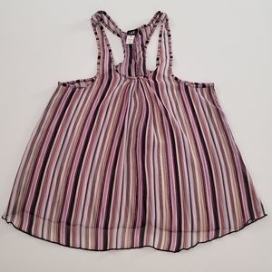 Lime sheer tank w razor back ruffle